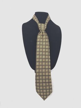 ✨Vintage Butler's Men's Silk Tie - Black & Gold Art Deco Geometric✨